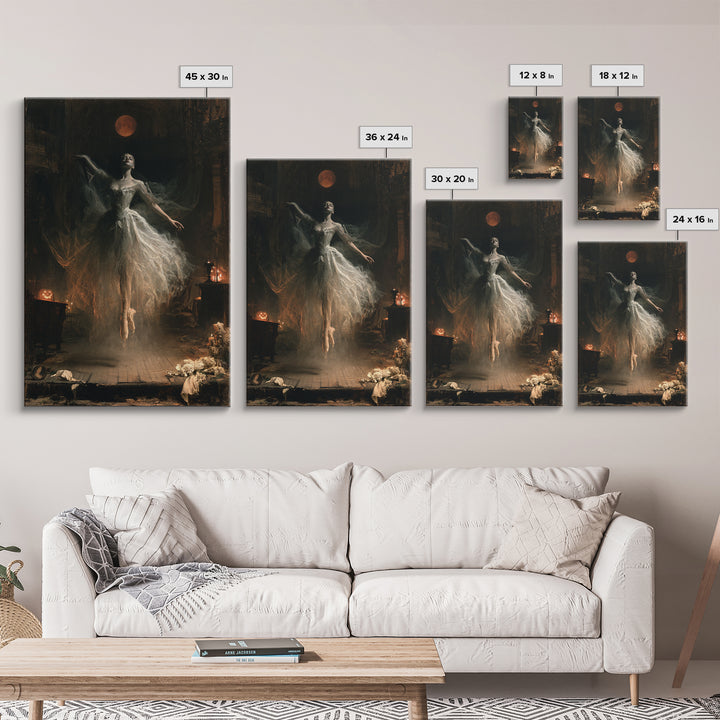 The Phantom Ballerina, Victorian Gothic Art, Vertical Wall Art, Canvas Print, Gothic Wall Decor, Halloween Portrait Art