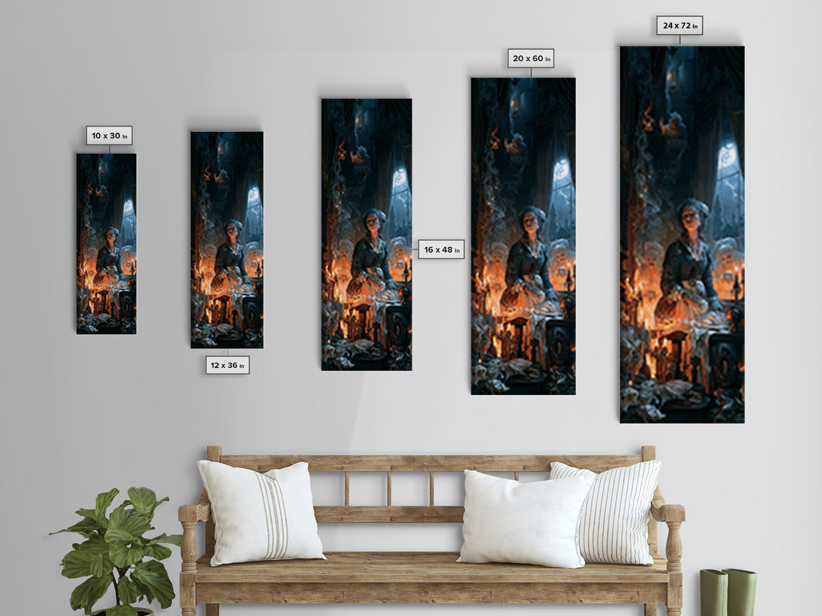 The Ghost Bakery, Dark Academia Wall Art, Tall Narrow Wall Art, Framed Canvas Print, Gothic Wall Decor, Halloween Portrait Art