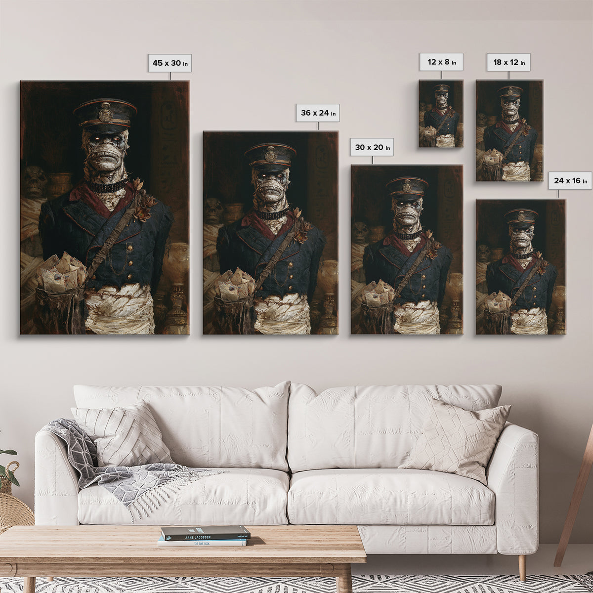 The Mummy Mail Carrier, Dark Academia Wall Art, Vertical Wall Art, Framed Canvas Print, Gothic Wall Decor, Halloween Portrait Art