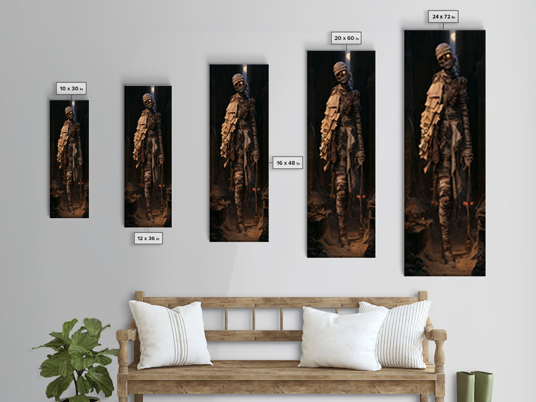 The Mummy Mail Carrier, Victorian Horror Portrait, Tall Narrow Wall Art, Canvas Print, Gothic Wall Decor, Halloween Portrait Art