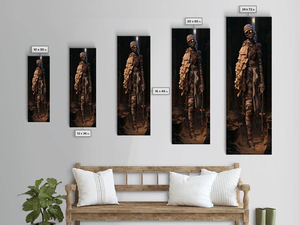 The Mummy Mail Carrier, Victorian Horror Portrait, Tall Narrow Wall Art, Canvas Print, Gothic Wall Decor, Halloween Portrait Art
