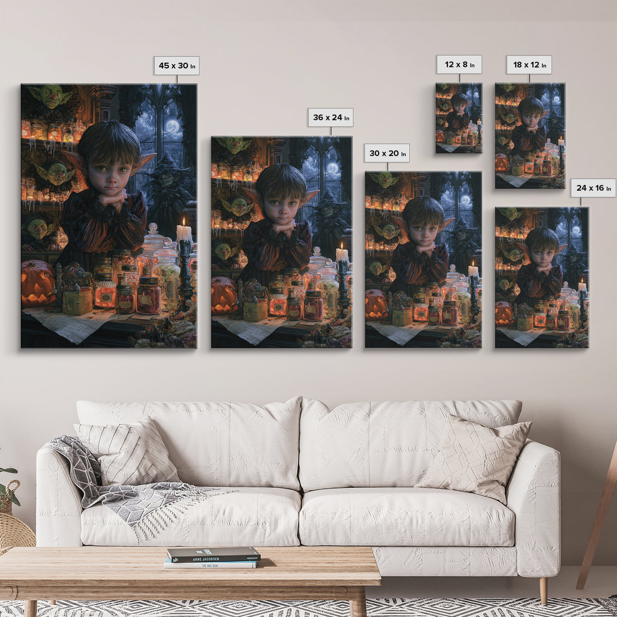 The Goblin Candy Shop, Dark Academia Wall Art, Vertical Wall Art, Framed Canvas Print, Gothic Wall Decor, Halloween Portrait Art