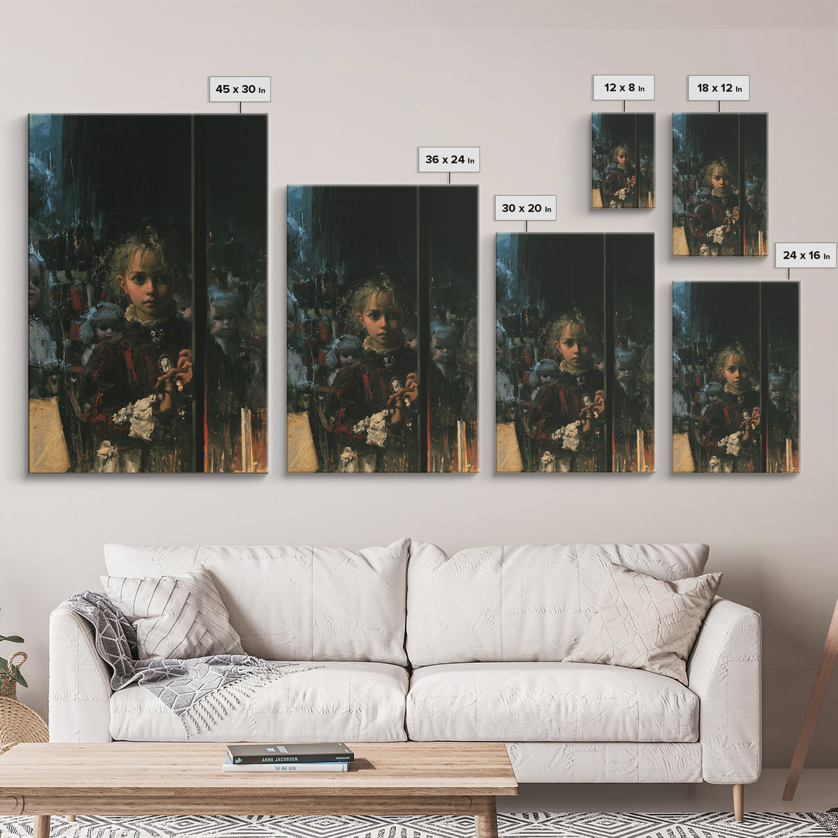 The Haunted Toy Parade, Dark Academia Wall Art, Vertical Wall Art, Canvas Print, Gothic Wall Decor, Halloween Portrait Art