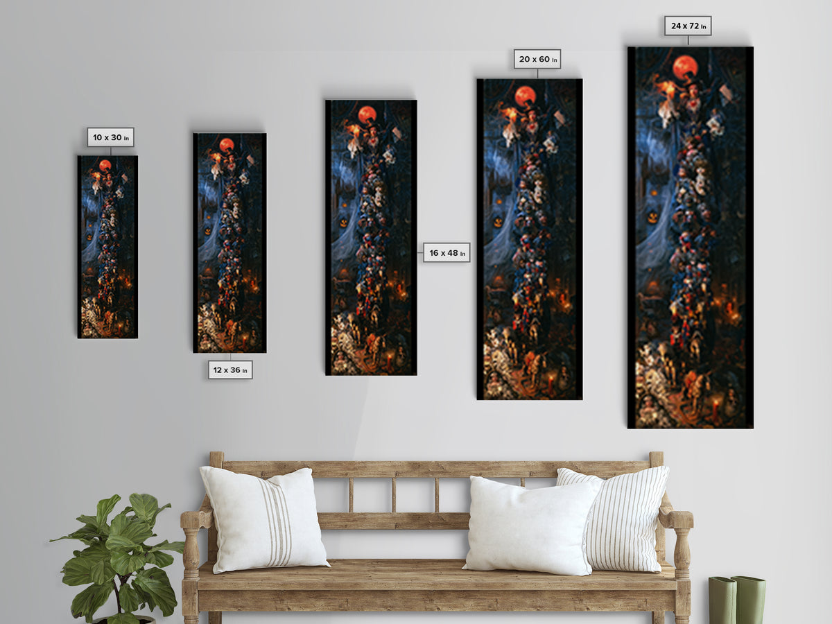 The Haunted Toy Parade, Victorian Gothic Art, Tall Narrow Wall Art, Framed Canvas Print, Gothic Wall Decor, Halloween Portrait Art