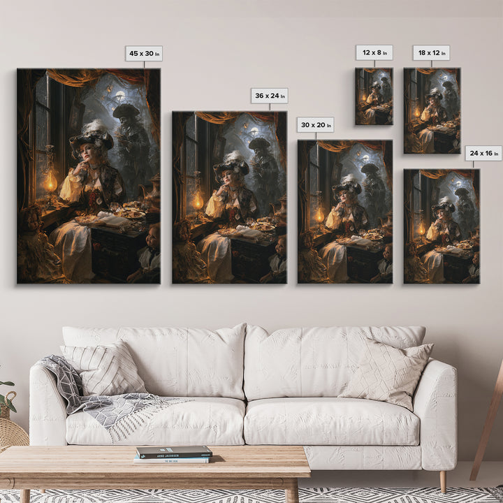 The Ghost Pirate Picnic, Victorian Gothic Art, Vertical Wall Art, Canvas Print, Gothic Wall Decor, Halloween Portrait Art
