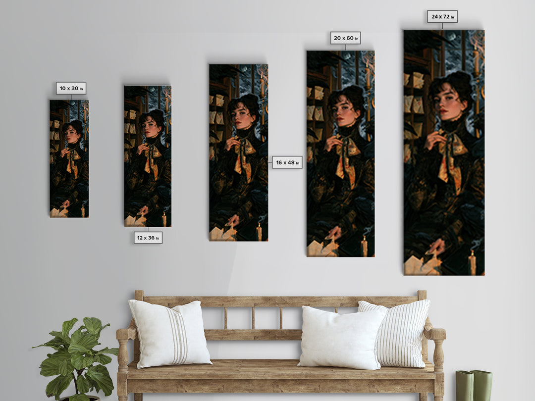 The Raven Post Office, Victorian Gothic Art, Tall Narrow Wall Art, Canvas Print, Gothic Wall Decor, Halloween Portrait Art, Halloween Decor