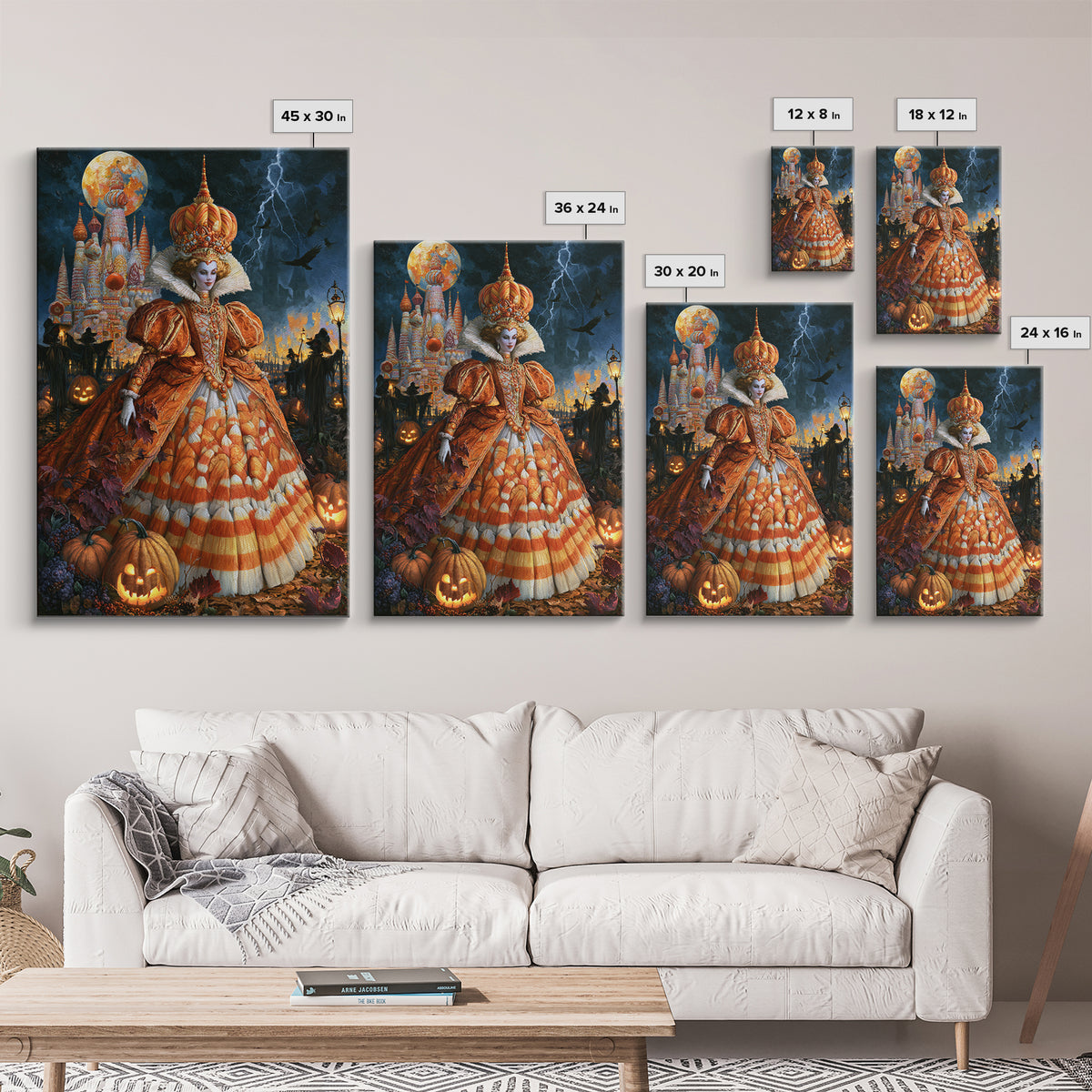 The Candy Corn Kingdom, Victorian Gothic Art, Vertical Wall Art, Canvas Print, Gothic Wall Decor, Halloween Portrait Art, Spooky Wall Decor