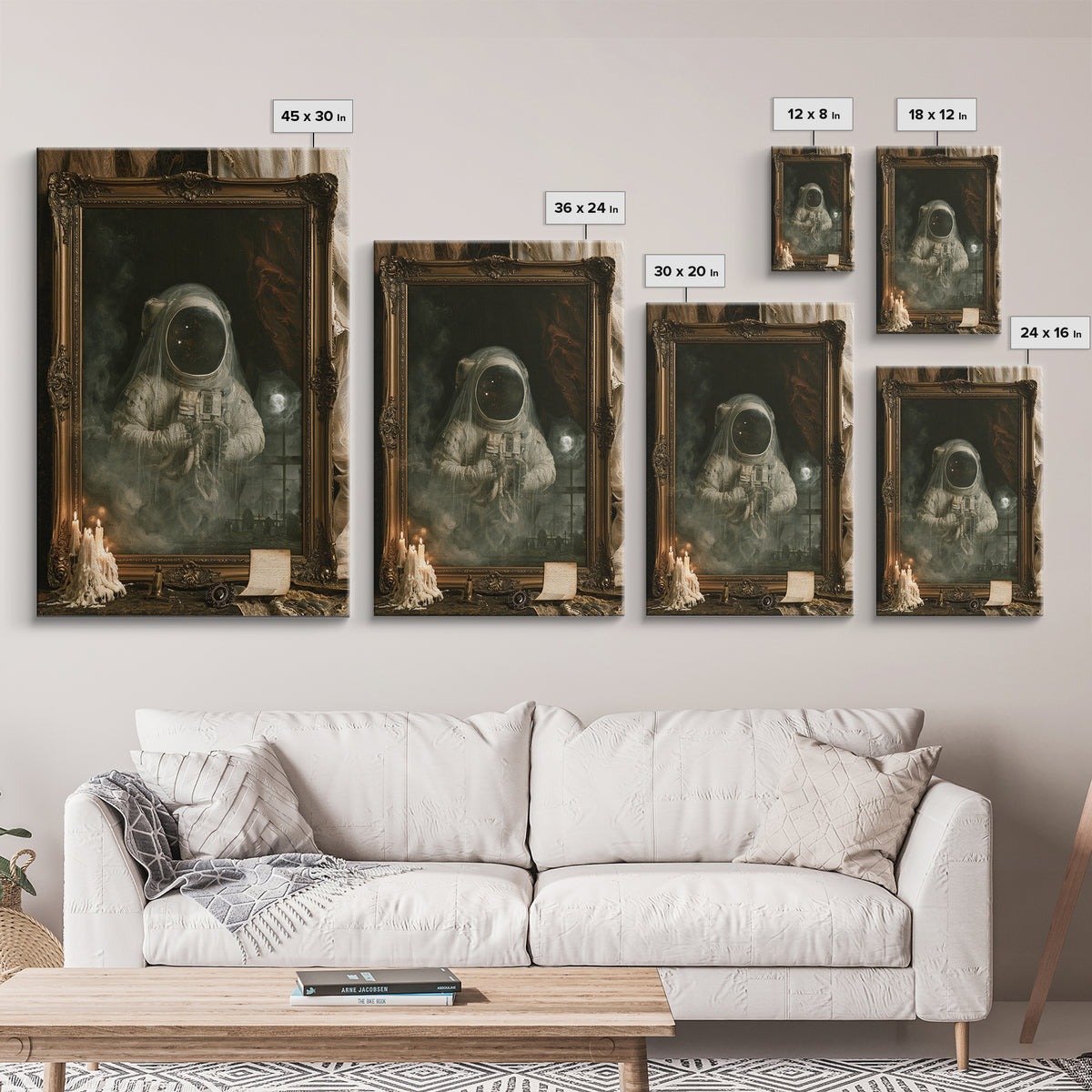 The Astronaut Ghost, Dark Academia Wall Art, Vertical Wall Art, Canvas Print, Gothic Wall Decor, Halloween Portrait Art