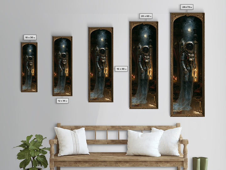 The Astronaut Ghost, Victorian Gothic Art, Tall Narrow Wall Art, Framed Canvas Print, Gothic Wall Decor, Halloween Portrait Art
