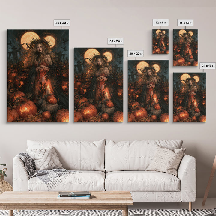 The Alien Pumpkin Patch, Macabre Victorian Decor, Vertical Wall Art, Framed Canvas Print, Gothic Wall Decor, Halloween Portrait Art