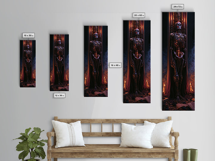 The Biomechanical Skeleton, Victorian Horror Portrait, Tall Narrow Wall Art, Framed Canvas Print, Gothic Wall Decor, Halloween Portrait Art
