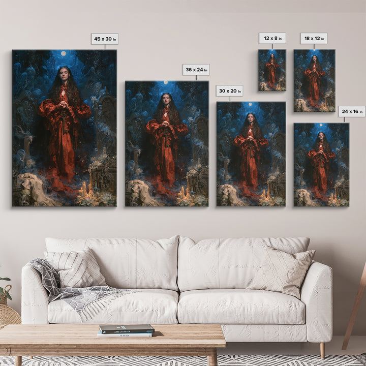 The Underwater Graveyard, Macabre Victorian Decor, Vertical Wall Art, Framed Canvas Print, Gothic Wall Decor, Halloween Portrait Art