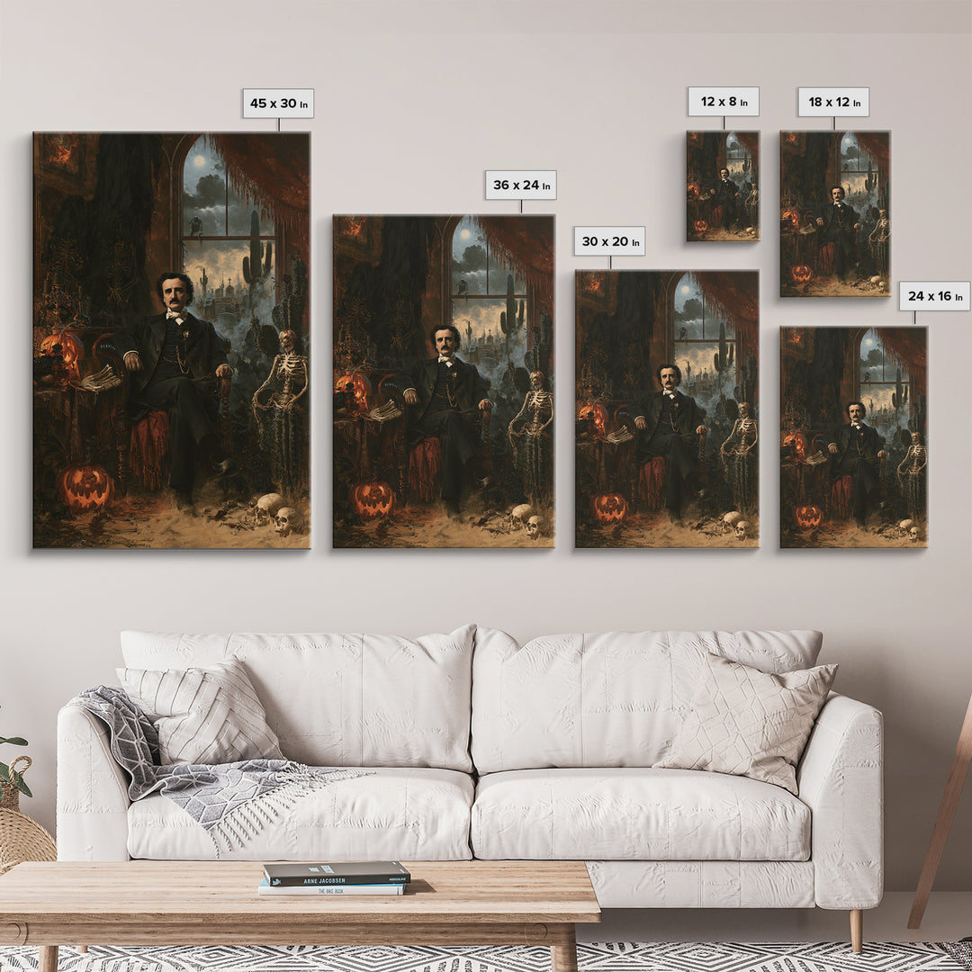 Desert Halloween, Antique Gothic Portrait, Vertical Wall Art, Framed Canvas Print, Gothic Wall Decor, Halloween Portrait Art