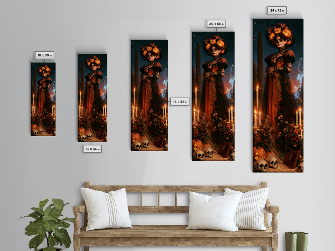 Desert Halloween, Dark Academia Wall Art, Tall Narrow Wall Art, Framed Canvas Print, Gothic Wall Decor, Halloween Portrait Art