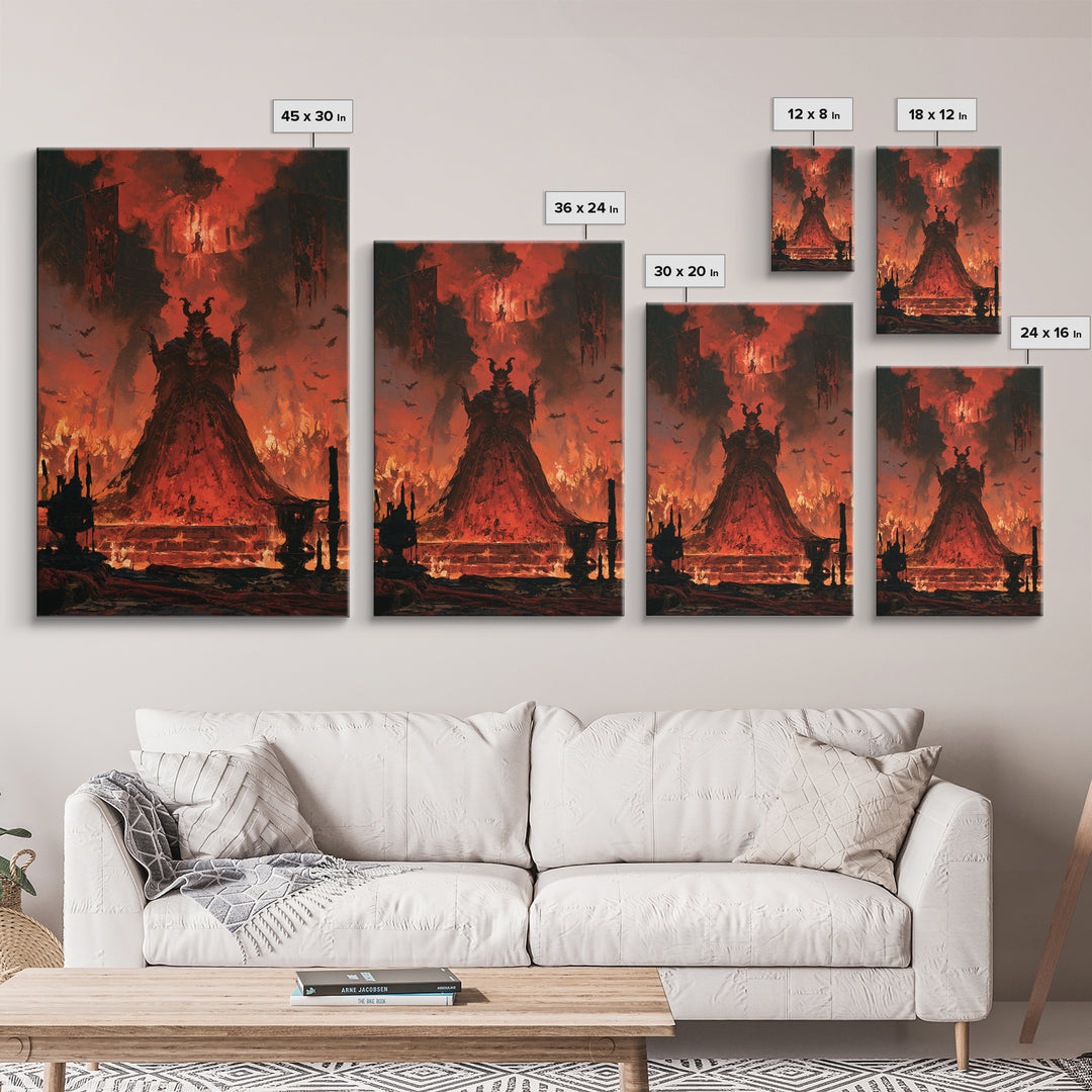 The Volcanic Demon Festival, Victorian Gothic Art, Vertical Wall Art, Framed Canvas Print, Gothic Wall Decor, Halloween Portrait Art