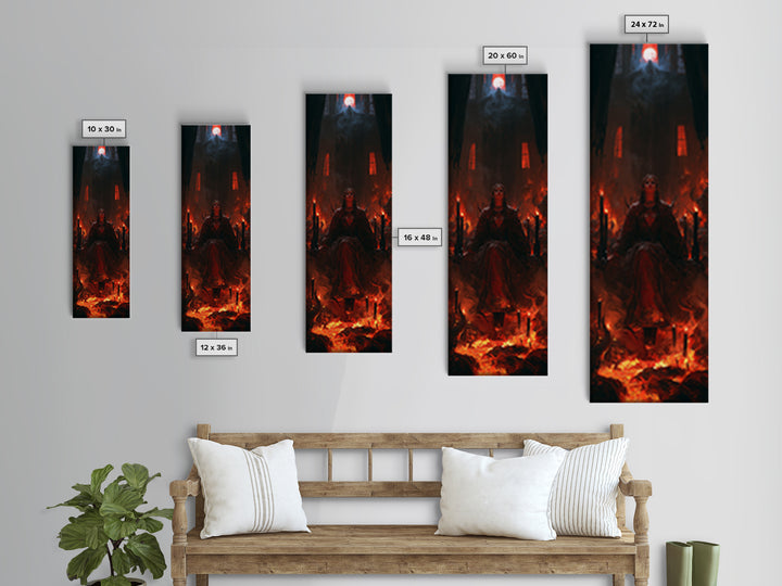 The Volcanic Demon Festival, Victorian Horror Portrait, Tall Narrow Wall Art, Framed Canvas Print, Gothic Wall Decor, Halloween Portrait Art