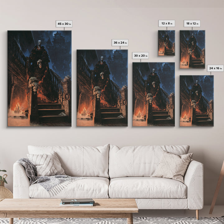 The Clockwork Haunted House, Dark Academia Wall Art, Vertical Wall Art, Canvas Print, Gothic Wall Decor, Halloween Portrait Art