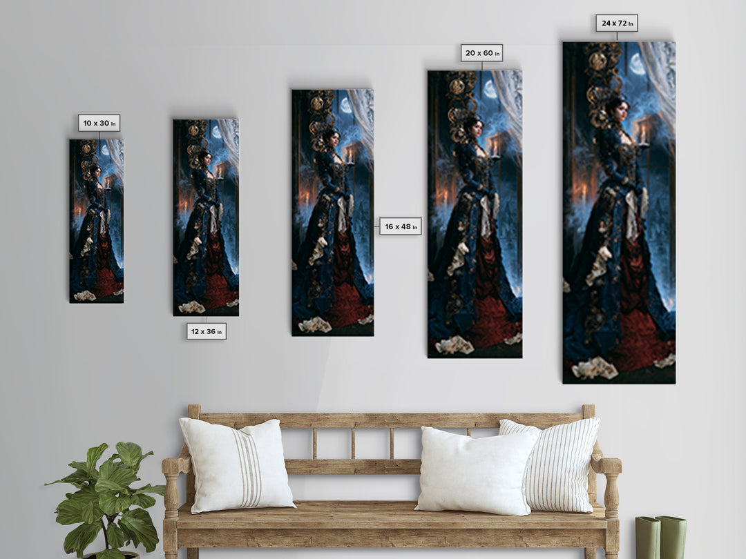 The Clockwork Haunted House, Dark Academia Wall Art, Tall Narrow Wall Art, Framed Canvas Print, Gothic Wall Decor, Halloween Portrait Art