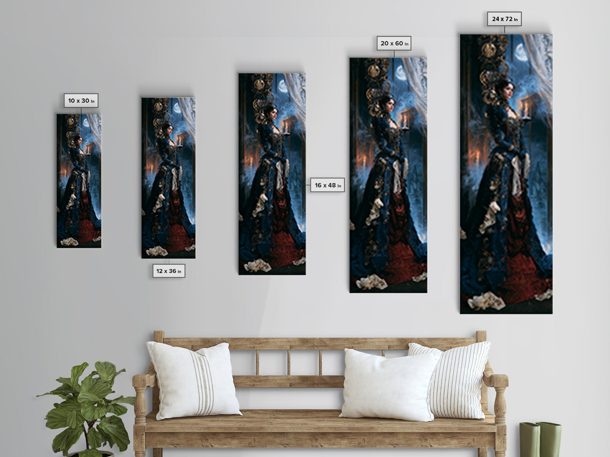 The Clockwork Haunted House, Dark Academia Wall Art, Tall Narrow Wall Art, Framed Canvas Print, Gothic Wall Decor, Halloween Portrait Art