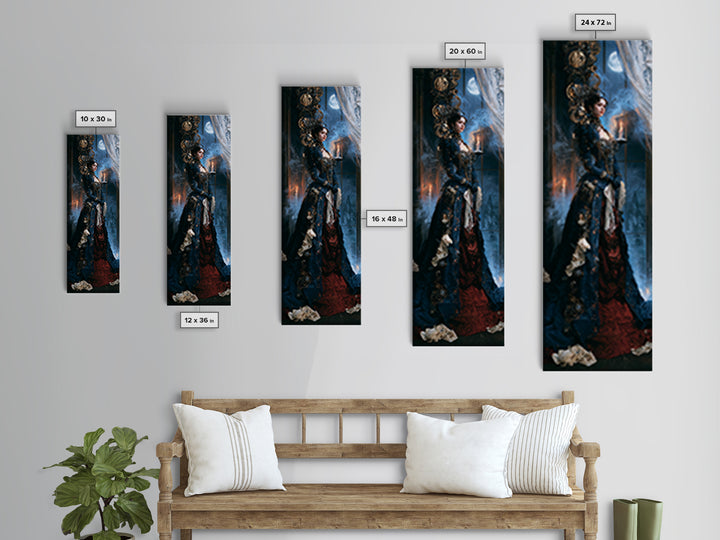 The Clockwork Haunted House, Dark Academia Wall Art, Tall Narrow Wall Art, Framed Canvas Print, Gothic Wall Decor, Halloween Portrait Art