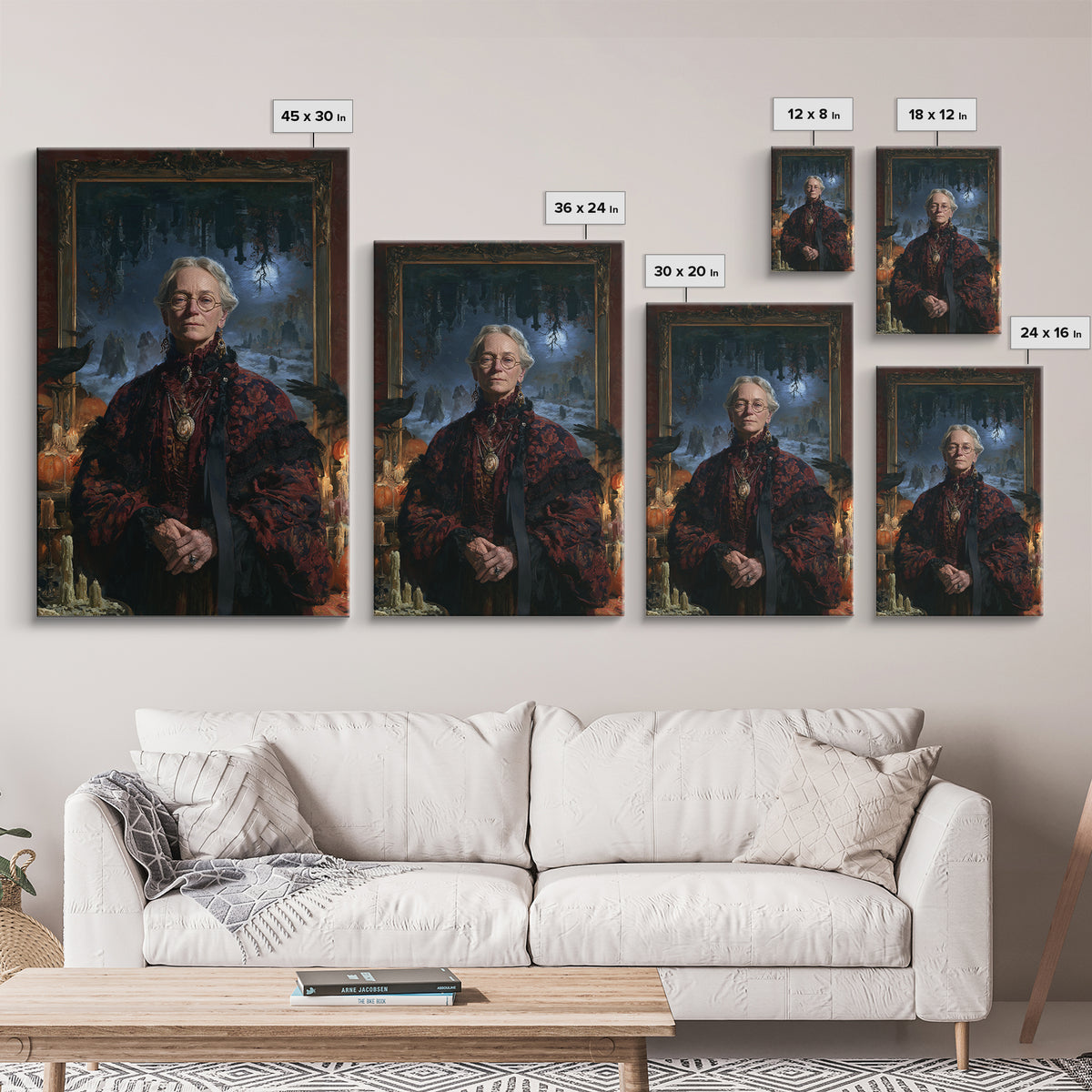 The Upside-Down Cemetery, Victorian Horror Portrait, Vertical Wall Art, Framed Canvas Print, Gothic Wall Decor, Halloween Portrait Art