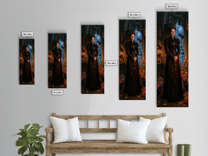 The Upside-Down Cemetery, Macabre Victorian Decor, Tall Narrow Wall Art, Framed Canvas Print, Gothic Wall Decor, Halloween Portrait Art