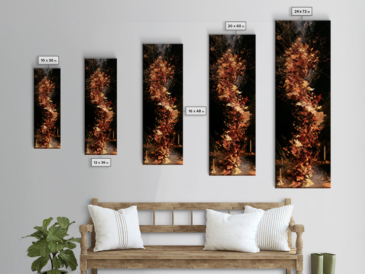 The Autumn-Leaf Ghost, Victorian Gothic Art, Tall Narrow Wall Art, Framed Canvas Print, Gothic Wall Decor, Halloween Portrait Art