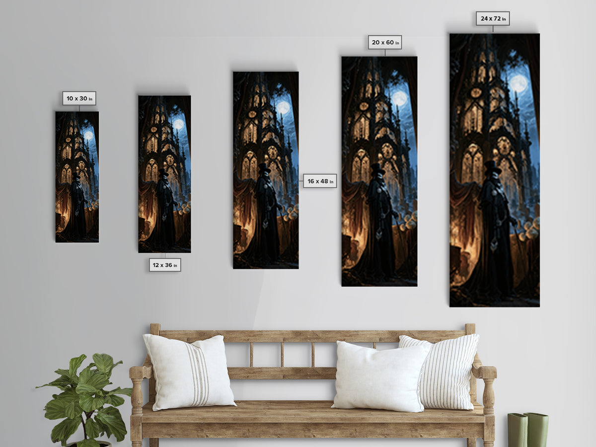 The Cathedral Of Bones, Dark Academia Wall Art, Tall Narrow Wall Art, Canvas Print, Gothic Wall Decor, Halloween Portrait Art