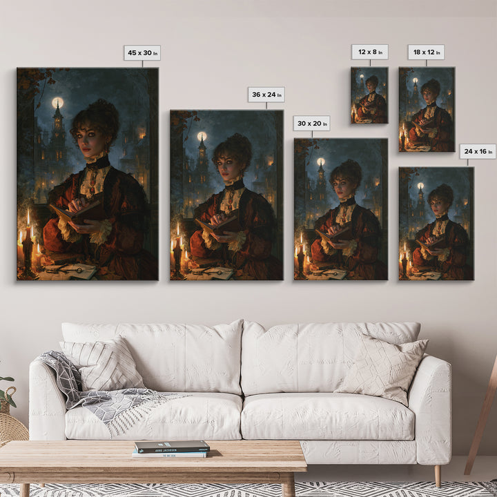 The Town Where Shadows Live, Victorian Horror Portrait, Vertical Wall Art, Canvas Print, Gothic Wall Decor, Halloween Portrait Art