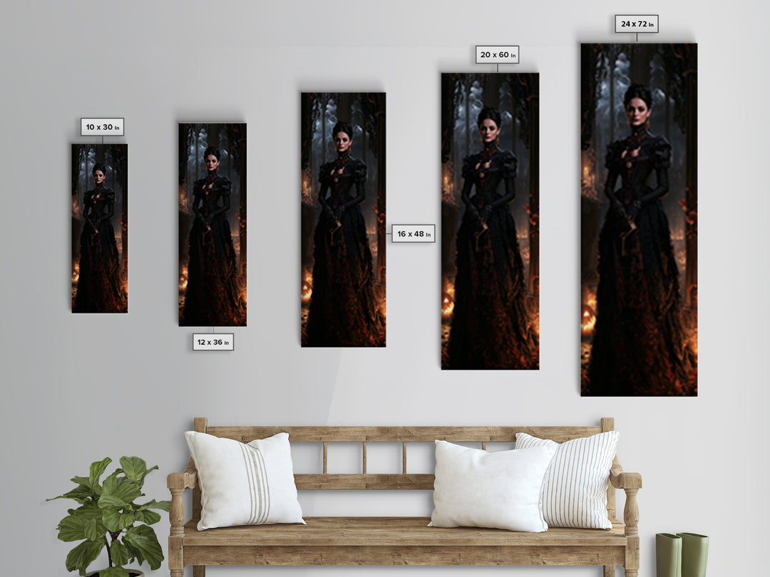 The Town Where Shadows Live, Victorian Gothic Art, Tall Narrow Wall Art, Canvas Print, Gothic Wall Decor, Halloween Portrait Art
