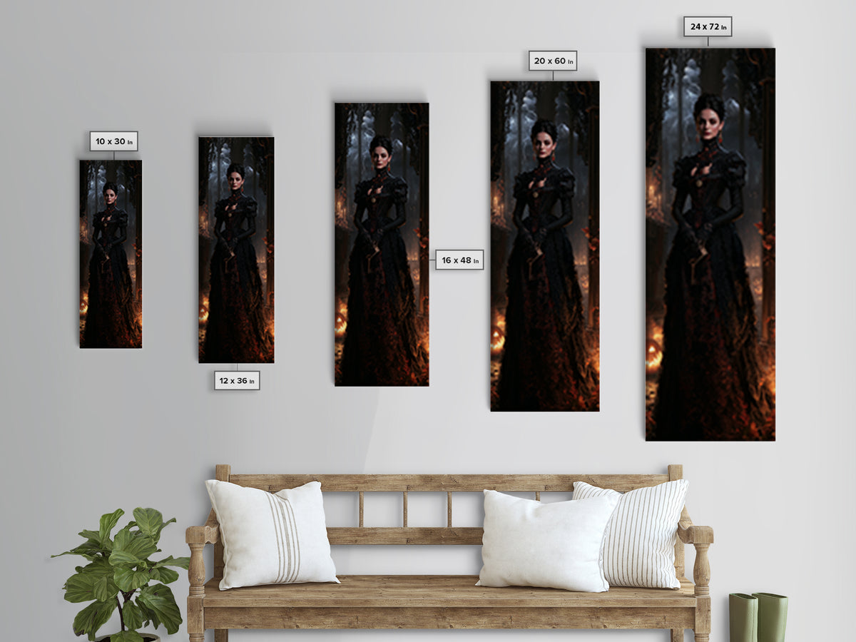 The Town Where Shadows Live, Victorian Gothic Art, Tall Narrow Wall Art, Canvas Print, Gothic Wall Decor, Halloween Portrait Art