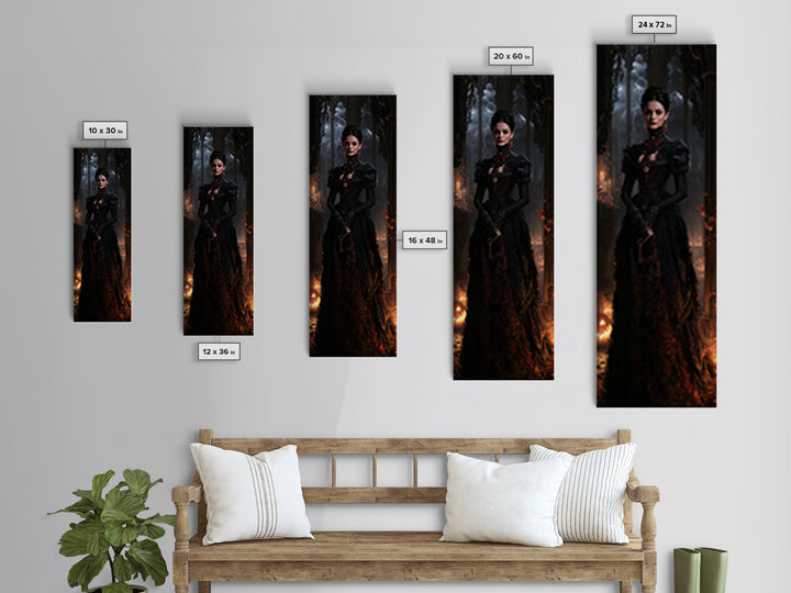 The Town Where Shadows Live, Victorian Gothic Art, Tall Narrow Wall Art, Canvas Print, Gothic Wall Decor, Halloween Portrait Art