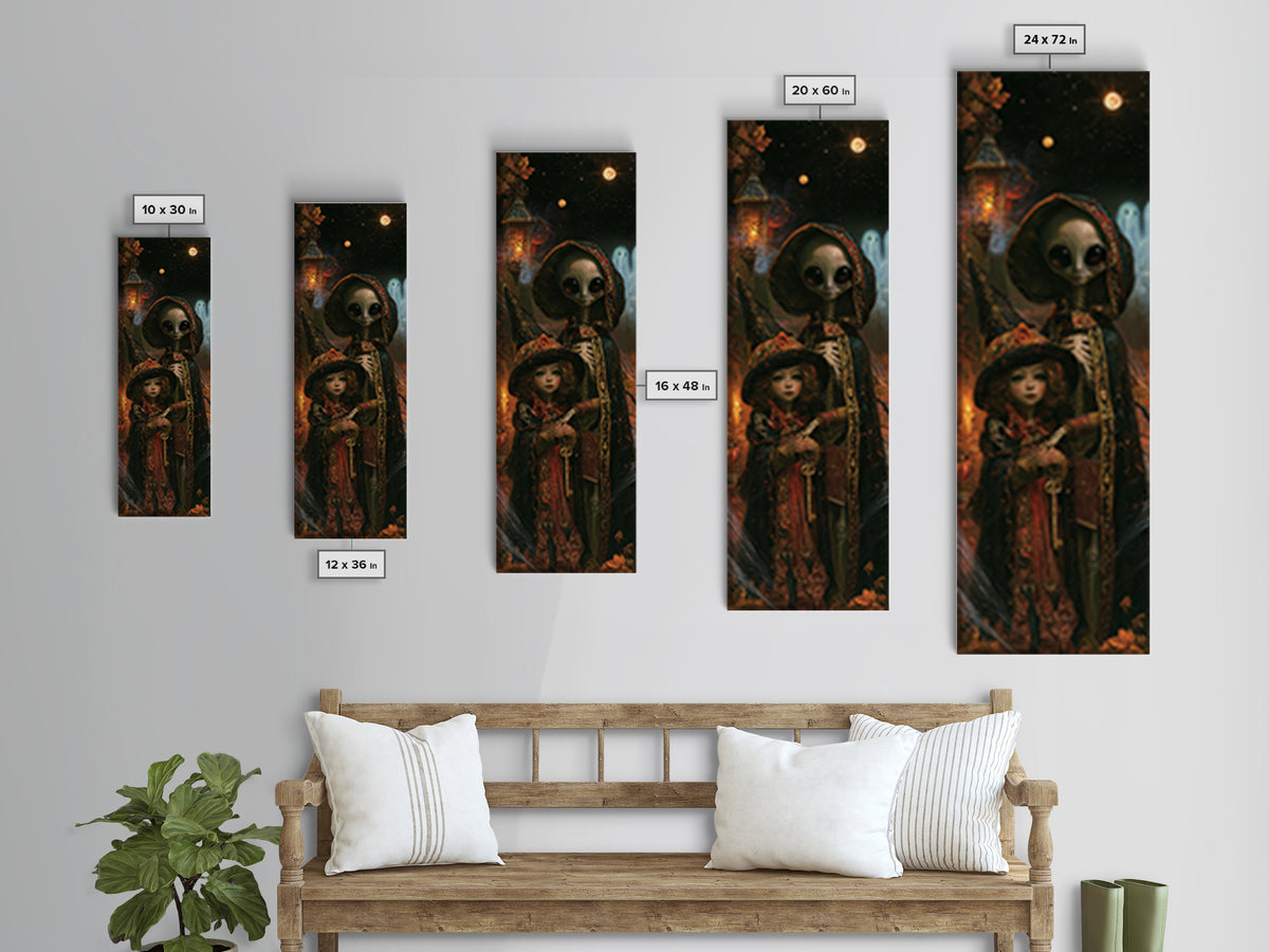 Halloween On Another Planet, Victorian Gothic Art, Tall Narrow Wall Art, Canvas Print, Gothic Wall Decor, Halloween Portrait Art