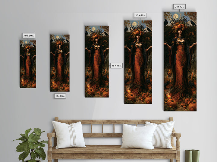 The Personification Of October, Antique Gothic Portrait, Tall Narrow Wall Art, Canvas Print, Gothic Wall Decor, Halloween Portrait Art
