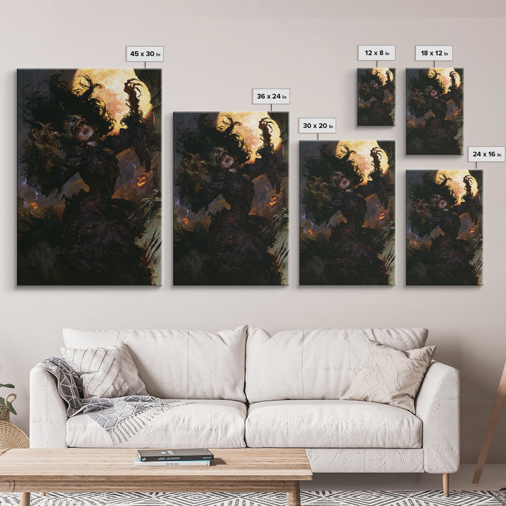 The Widow Wolf Of Briar Moon, Macabre Victorian Decor, Vertical Wall Art, Framed Canvas Print, Gothic Wall Decor, Halloween Portrait Art