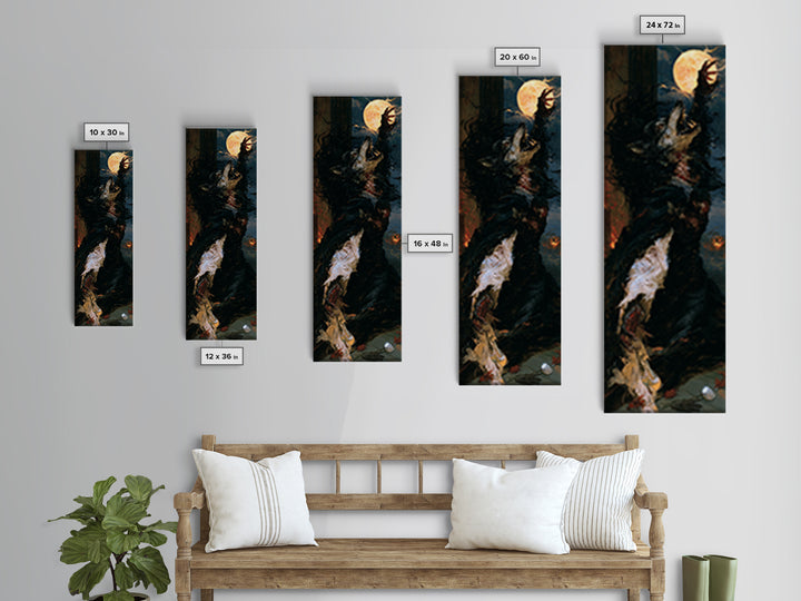 The Widow Wolf Of Briar Moon, Antique Gothic Portrait, Tall Narrow Wall Art, Framed Canvas Print, Gothic Wall Decor, Halloween Portrait Art