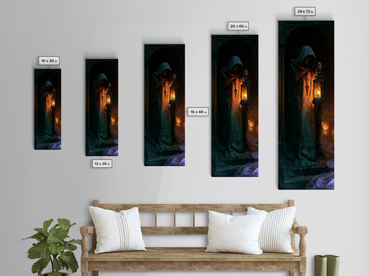 The Lantern-Bearer Of R’Lyeh, Macabre Victorian Decor, Tall Narrow Wall Art, Canvas Print, Gothic Wall Decor, Halloween Portrait Art