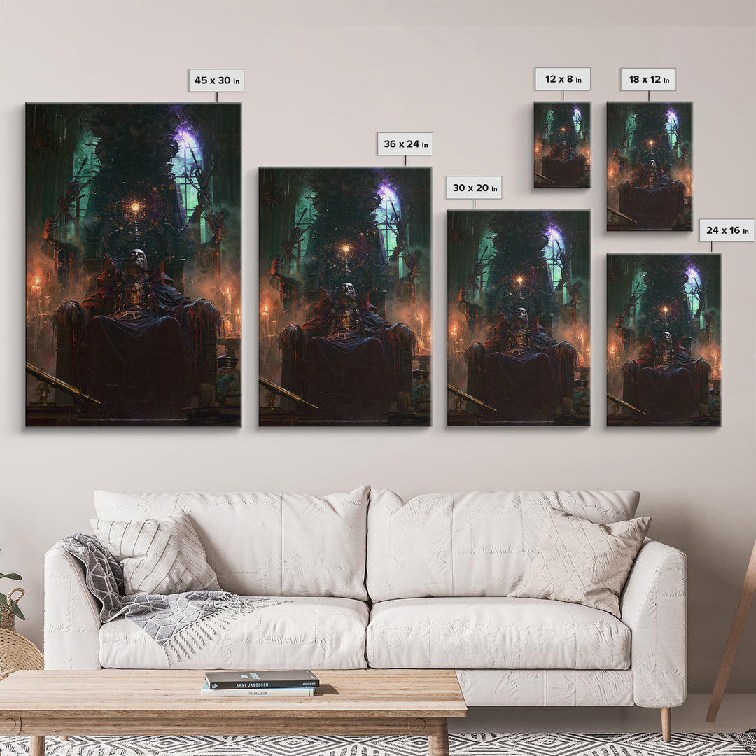 The Dreaming Priest Of The Outer Gate, Dark Academia Wall Art, Vertical Wall Art, Framed Canvas Print, Gothic Wall Decor, Halloween Decor