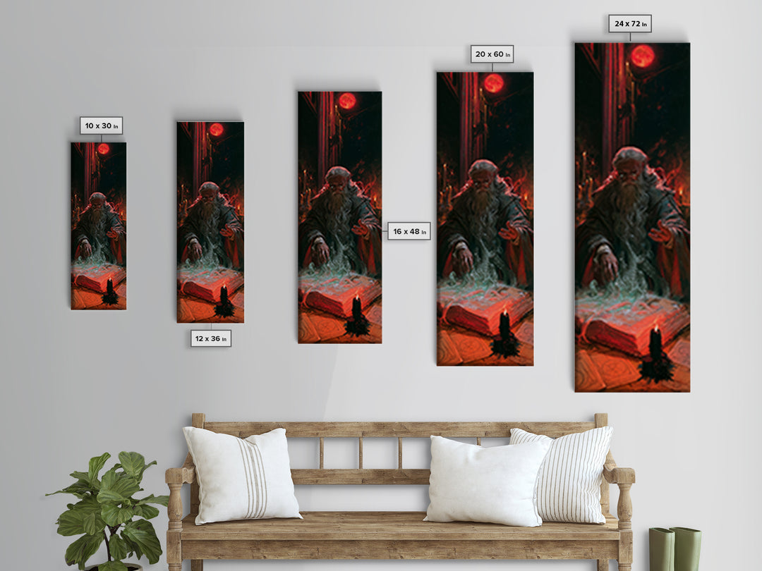 The Librarian Of Forbidden Tides, Victorian Gothic Art, Tall Narrow Wall Art, Framed Canvas Print, Gothic Wall Decor, Halloween Portrait Art