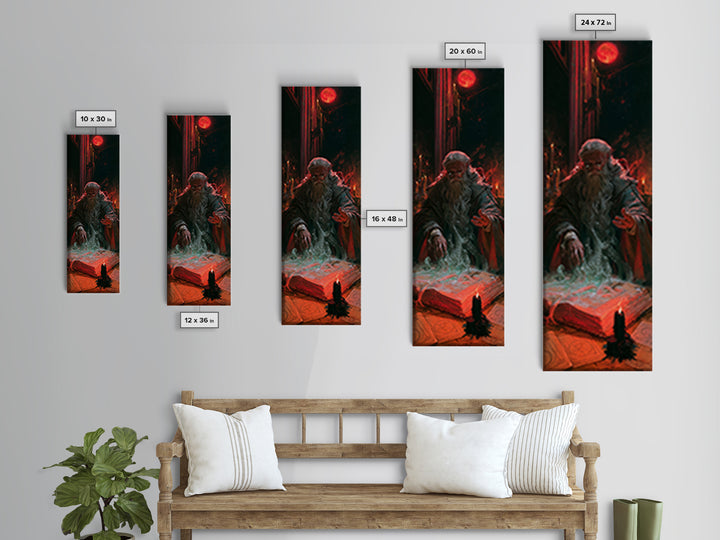 The Librarian Of Forbidden Tides, Victorian Gothic Art, Tall Narrow Wall Art, Framed Canvas Print, Gothic Wall Decor, Halloween Portrait Art