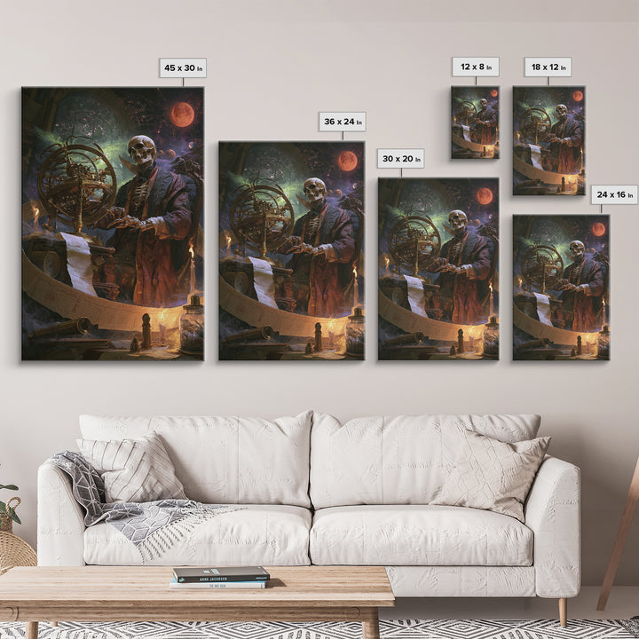 The Astronomer Of The Hollow Sky, Lovecraftian Portrait Art, Vertical Wall Art, Framed Canvas Print, Gothic Wall Decor, Horror Wall Art