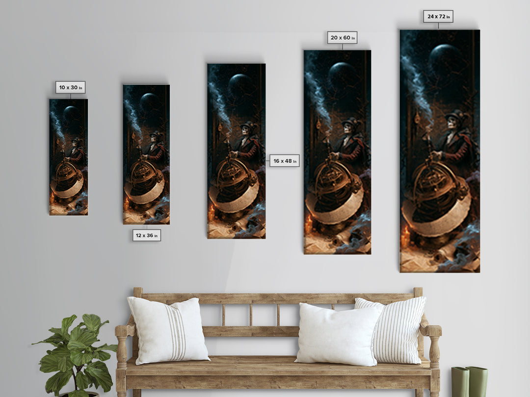 The Astronomer Of The Hollow Sky, Victorian Horror Portrait, Tall Narrow Wall Art, Canvas Print, Gothic Wall Decor, Halloween Portrait Art