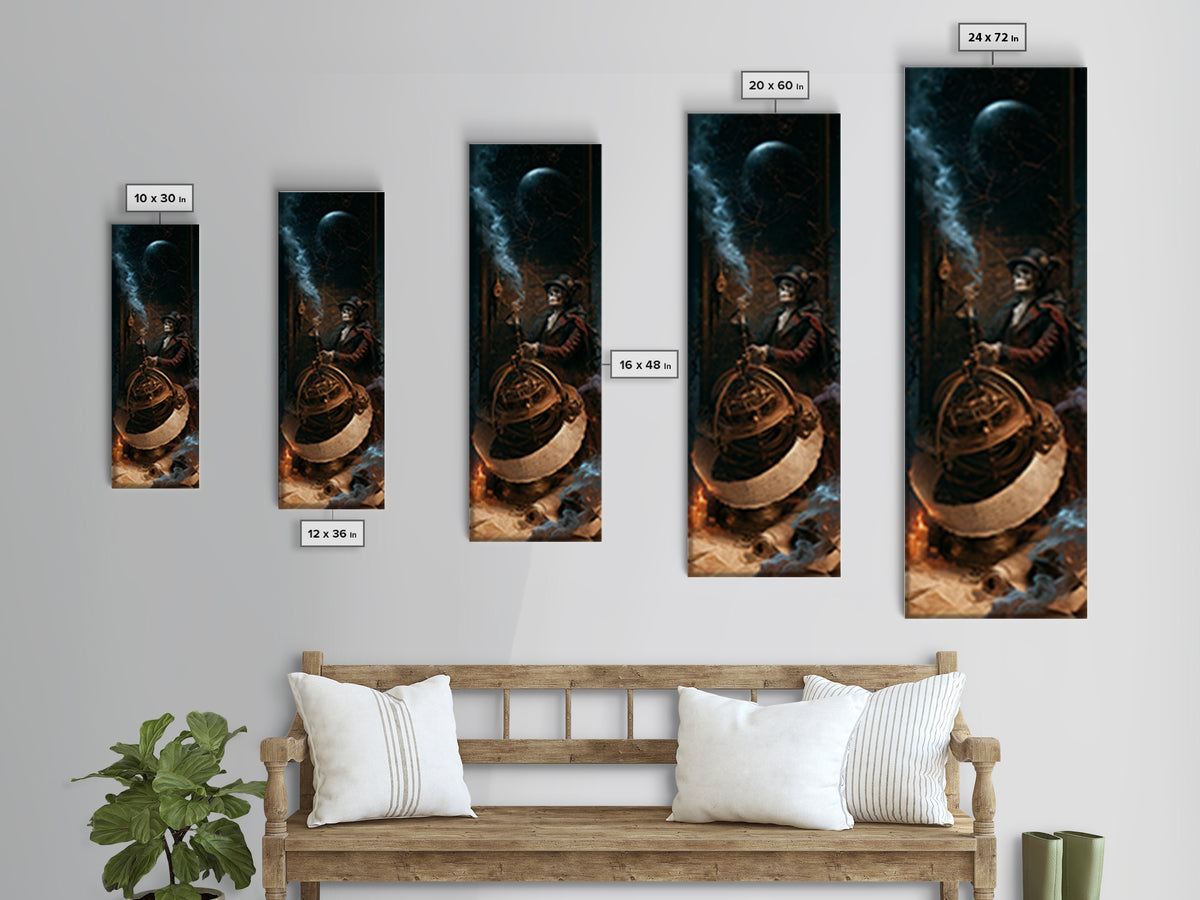 The Astronomer Of The Hollow Sky, Victorian Horror Portrait, Tall Narrow Wall Art, Canvas Print, Gothic Wall Decor, Halloween Portrait Art
