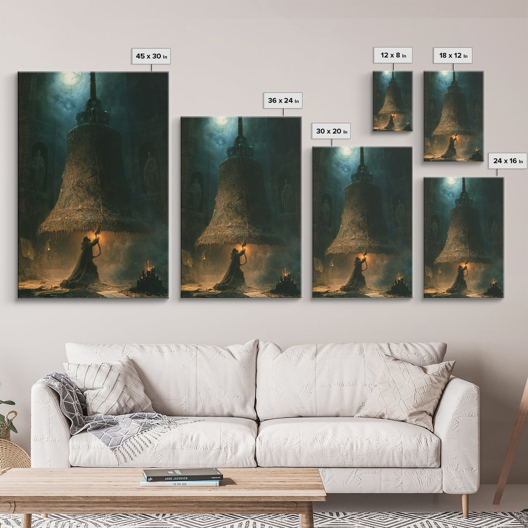 The Bellringer Of The Sunken Cathedral, Dark Academia Wall Art, Vertical Wall Art, Framed Canvas Print, Gothic Wall Decor