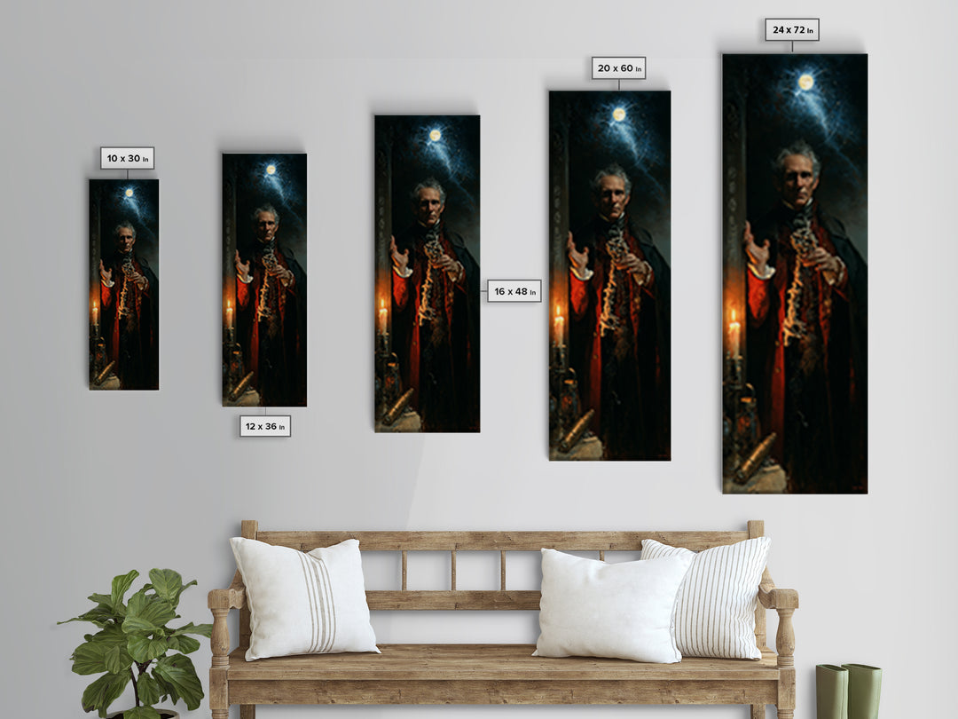 The Keeper Of The Black Reef Key, Macabre Victorian Decor, Tall Narrow Wall Art, Framed Canvas Print, Gothic Wall Decor, Statement Wall Art