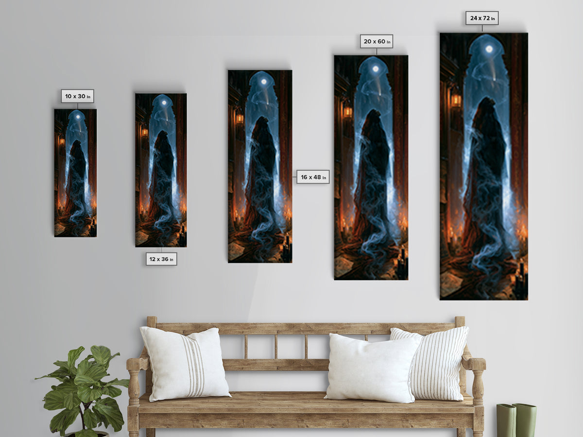 The Widow Of The Whispering Comet, Victorian Gothic Art, Tall Narrow Wall Art, Framed Canvas Print, Gothic Wall Decor, Halloween Decor