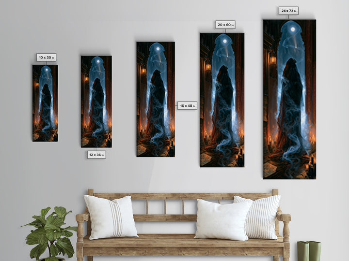 The Widow Of The Whispering Comet, Victorian Gothic Art, Tall Narrow Wall Art, Framed Canvas Print, Gothic Wall Decor, Halloween Decor
