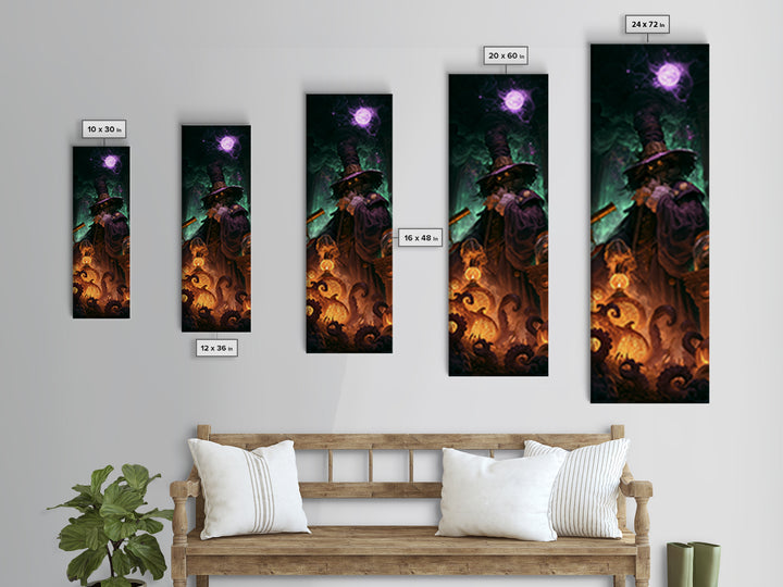 The Harvest Of The Eldritch Field, Lovecraftian Portrait Art, Tall Narrow Wall Art, Framed Canvas Print, Gothic Wall Decor