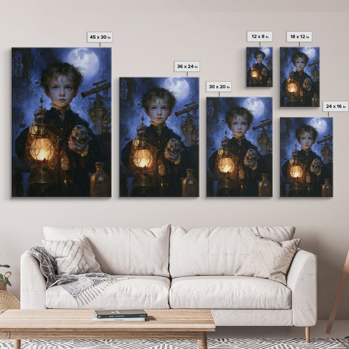 The Child Who Caught A Moon-Spawn, Victorian Gothic Art, Vertical Wall Art, Canvas Print, Gothic Wall Decor, Halloween Portrait Art