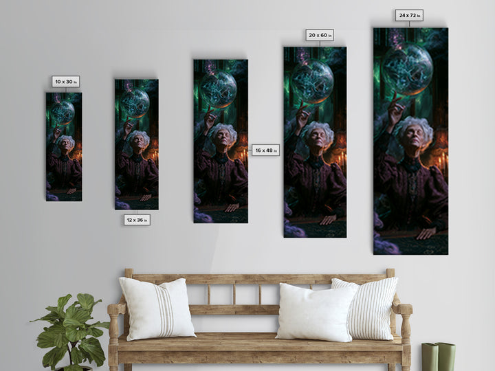 The Oracle Of The Glass Depths, Victorian Gothic Art, Tall Narrow Wall Art, Canvas Print, Gothic Wall Decor, Halloween Portrait Art